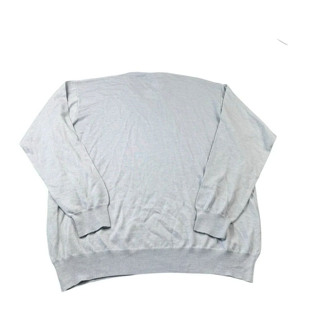 Oscar Jacobson Light Blue V Neck Merino Wool Sweater 4XL 612-6145 NWT
